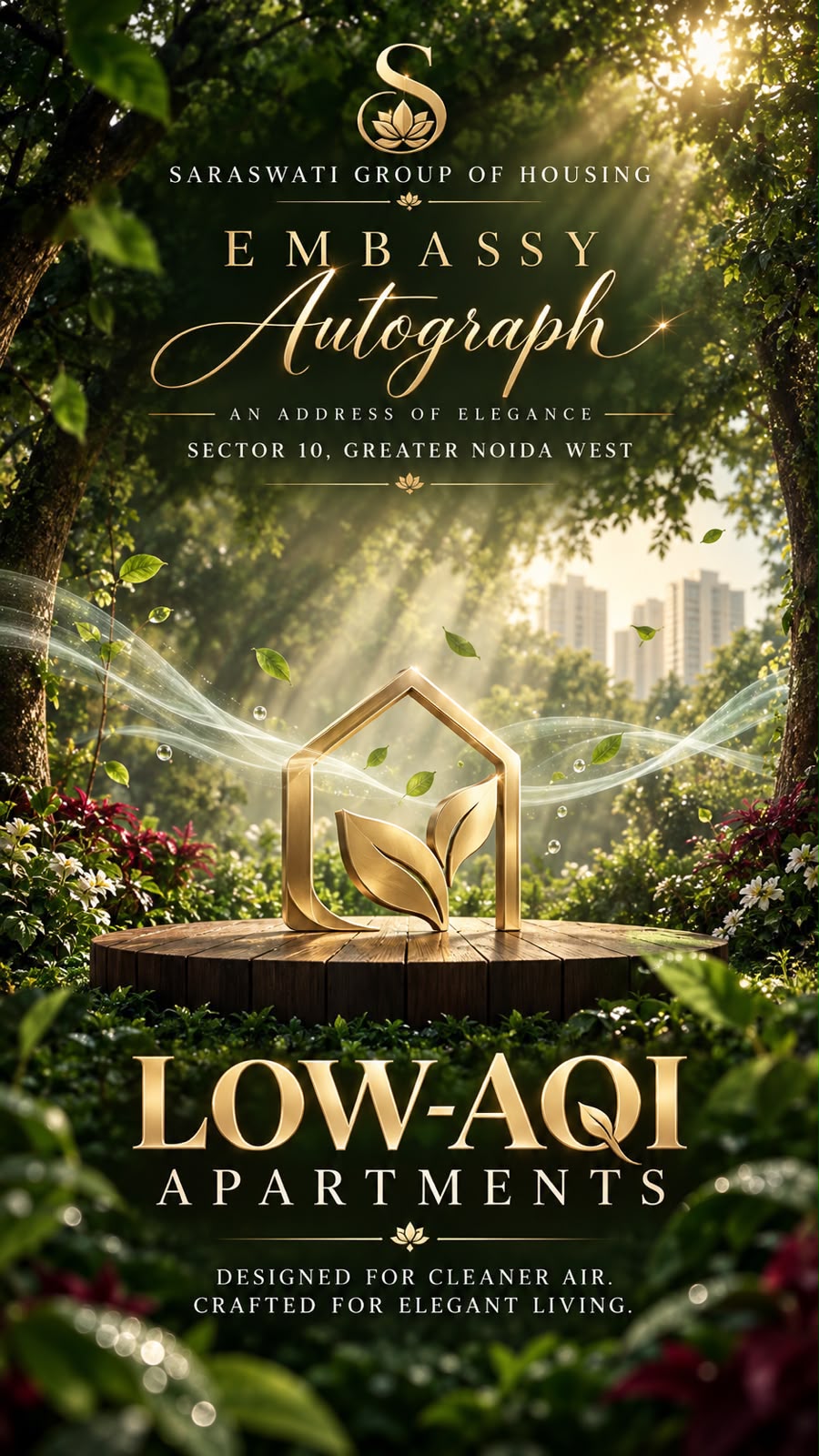 Embassy Autograph creative — Designed for cleaner air, crafted for elegant living, low-AQI apartments